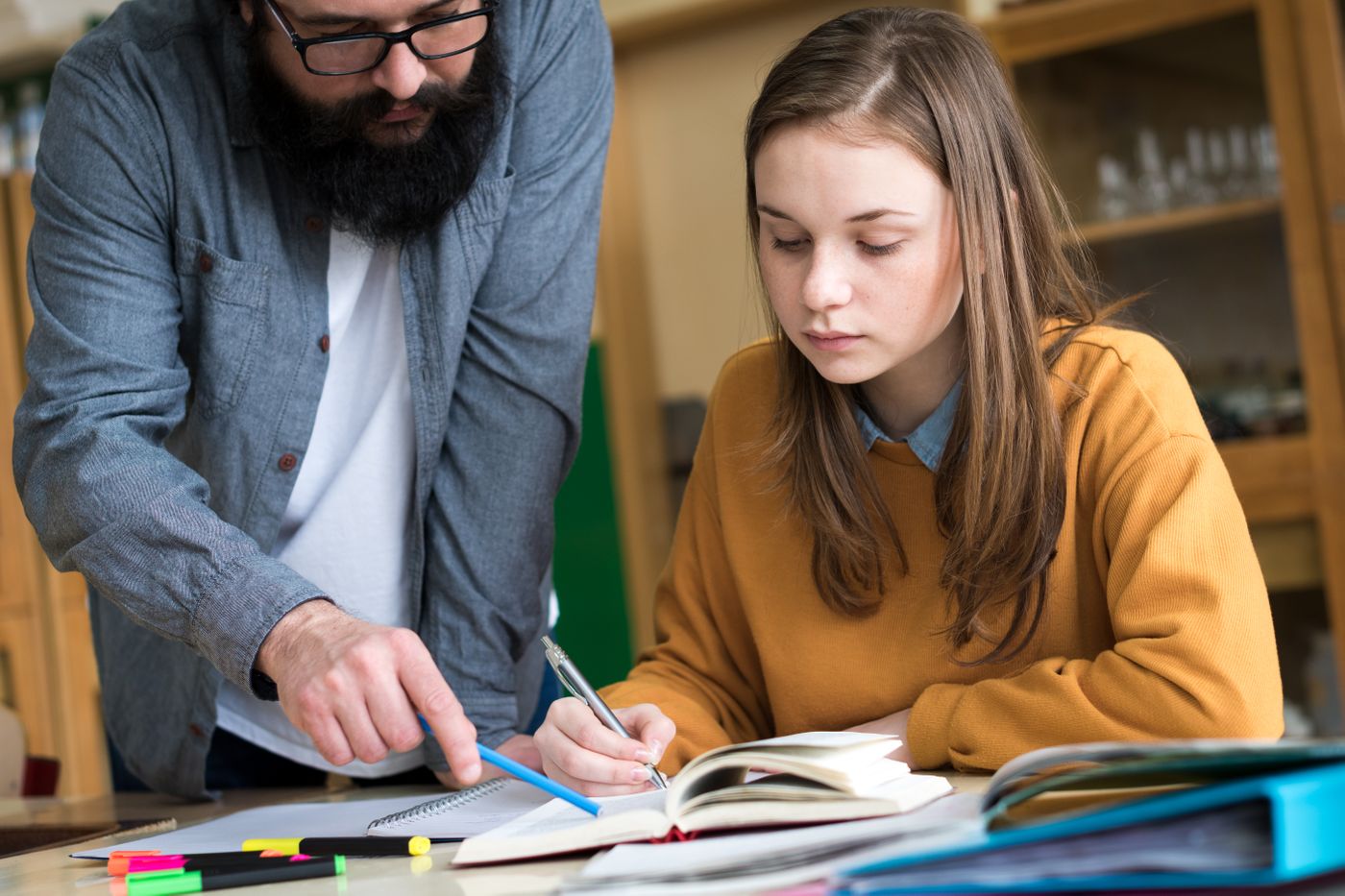 A girl being tutored